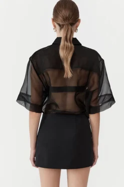 Tops*St. Agni Sheer Organza Shirt - Black