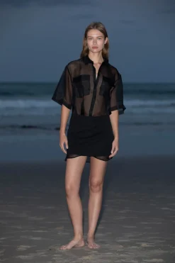 Tops*St. Agni Sheer Organza Shirt - Black