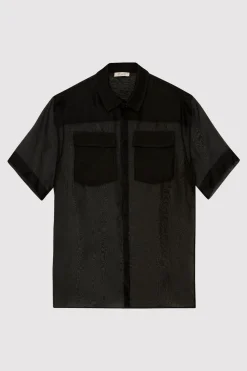 Tops*St. Agni Sheer Organza Shirt - Black