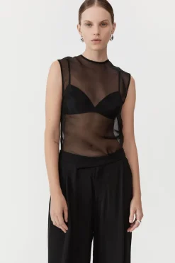 Tops*St. Agni Sheer Organza Top - Black