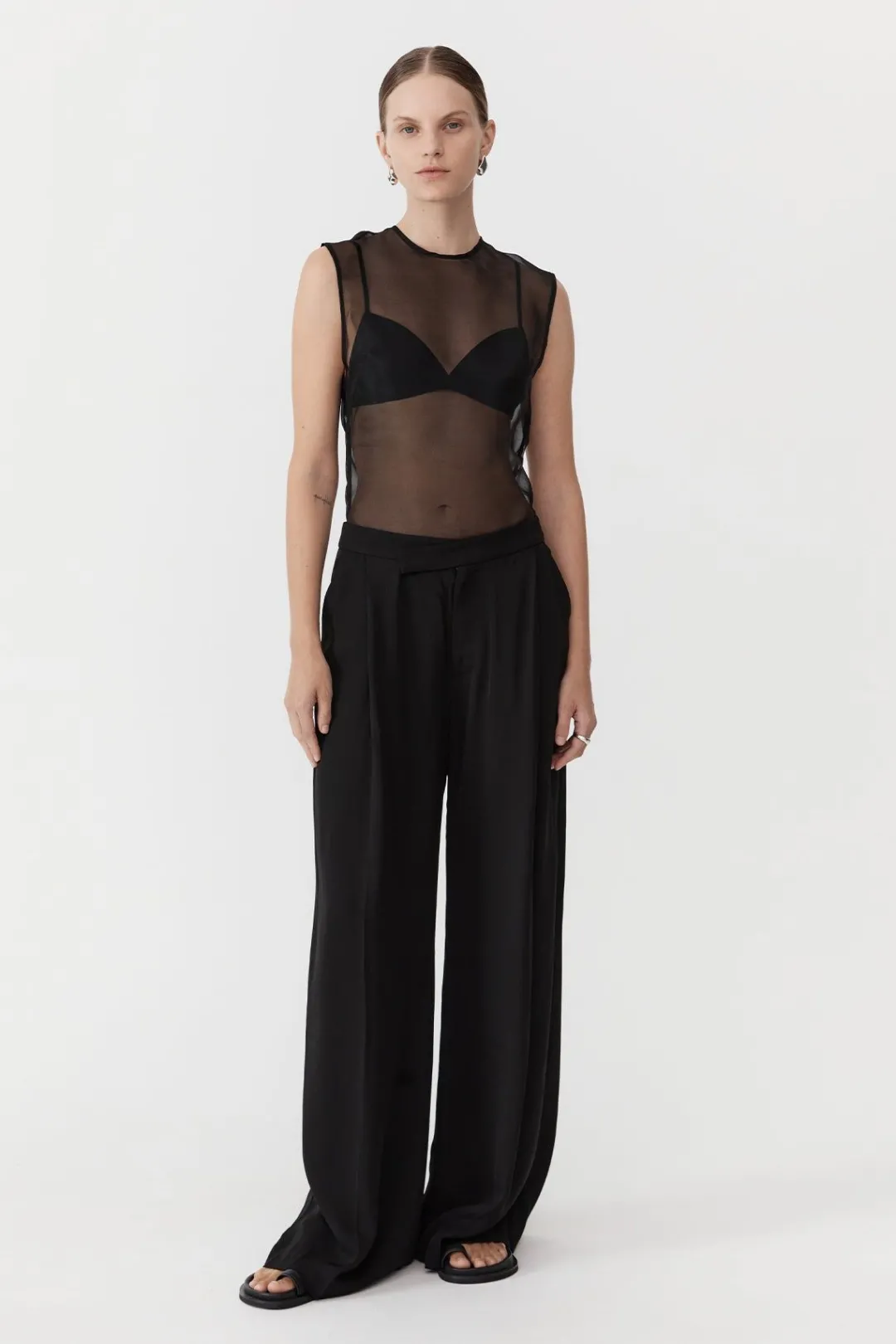 Tops*St. Agni Sheer Organza Top - Black