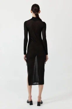 Dresses*St. Agni Sheer Ruched Dress - Black