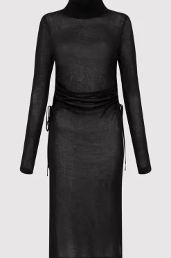 Dresses*St. Agni Sheer Ruched Dress - Black
