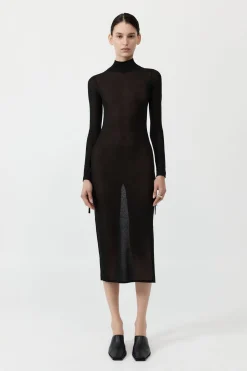 Knitwear*St. Agni Sheer Ruched Dress - Black