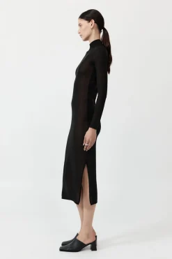 Knitwear*St. Agni Sheer Ruched Dress - Black