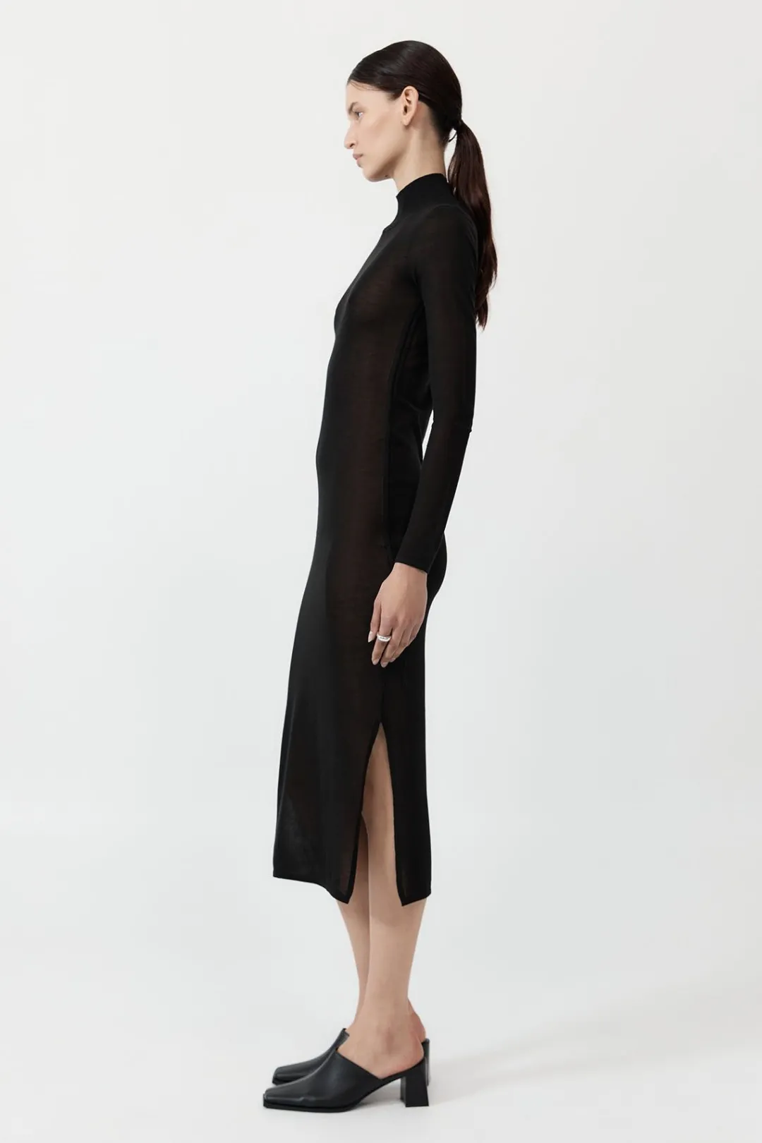 Knitwear*St. Agni Sheer Ruched Dress - Black