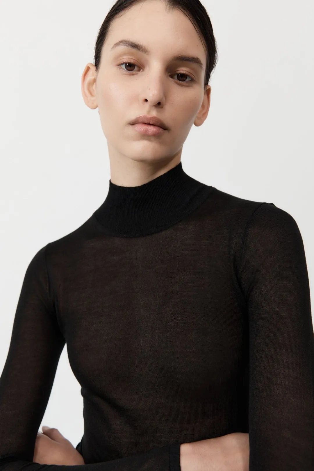 Knitwear*St. Agni Sheer Ruched Dress - Black