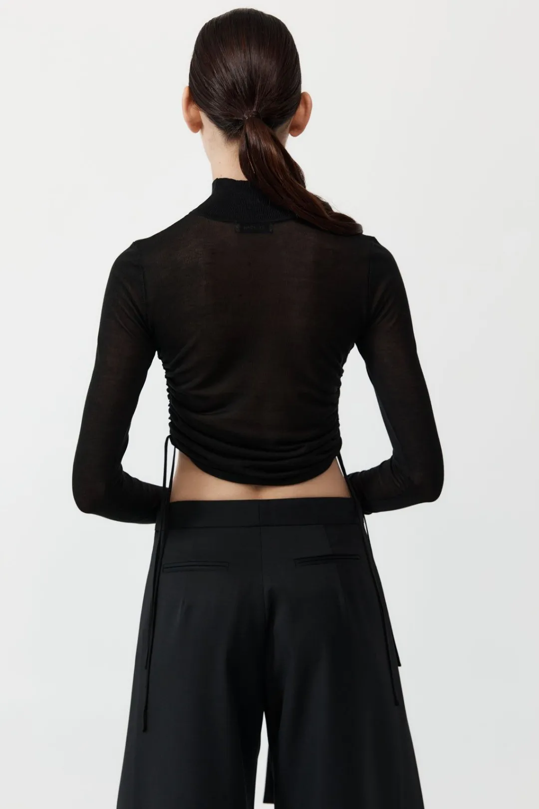 Knitwear*St. Agni Sheer Ruched Top - Black