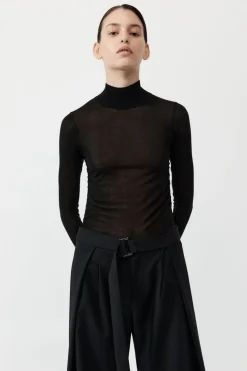 Knitwear*St. Agni Sheer Ruched Top - Black