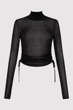 Knitwear*St. Agni Sheer Ruched Top - Black