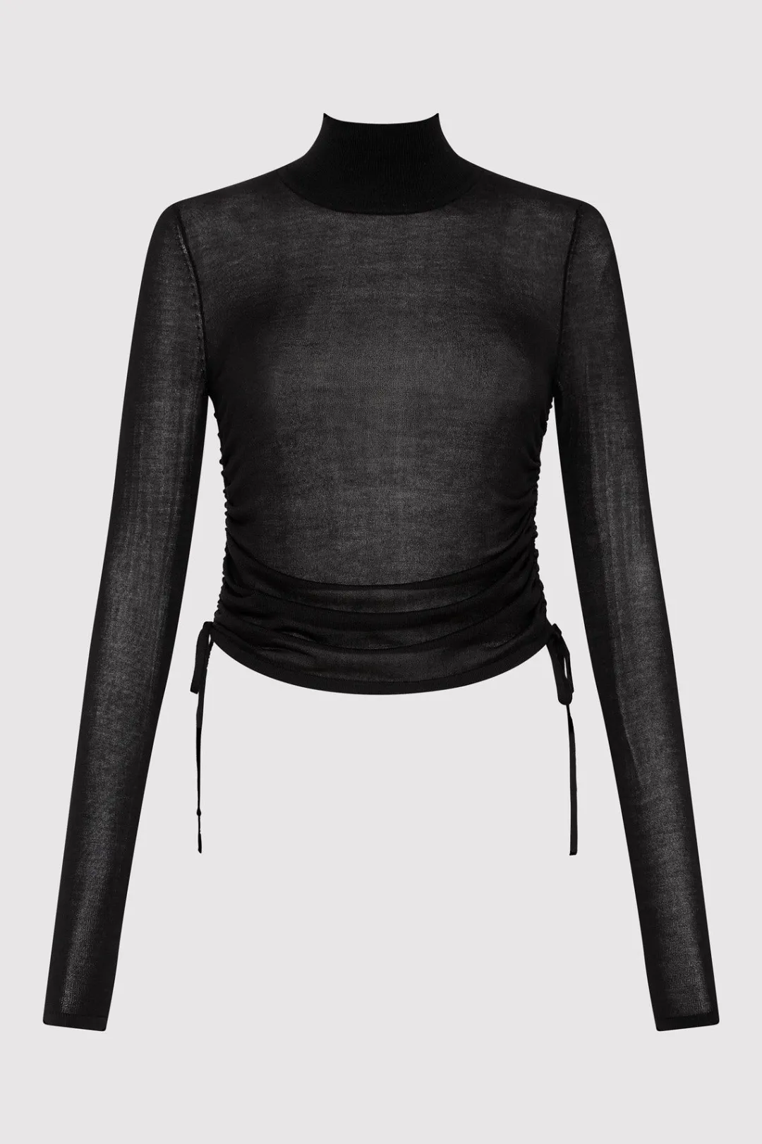 Knitwear*St. Agni Sheer Ruched Top - Black