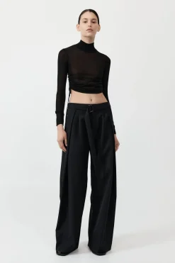 Tops*St. Agni Sheer Ruched Top - Black