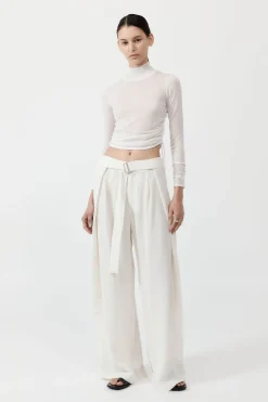 Tops*St. Agni Sheer Ruched Top - White