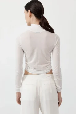 Tops*St. Agni Sheer Ruched Top - White