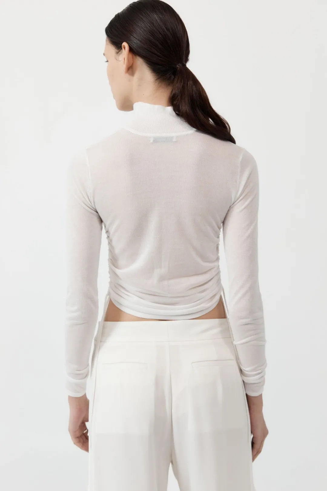Tops*St. Agni Sheer Ruched Top - White