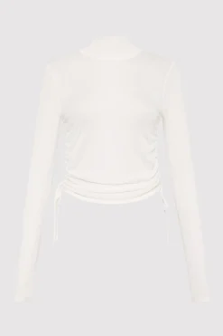 Tops*St. Agni Sheer Ruched Top - White