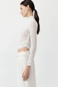 Knitwear*St. Agni Sheer Ruched Top - White