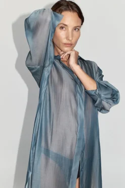 Dresses*St. Agni Sheer Shirt Dress - Slate