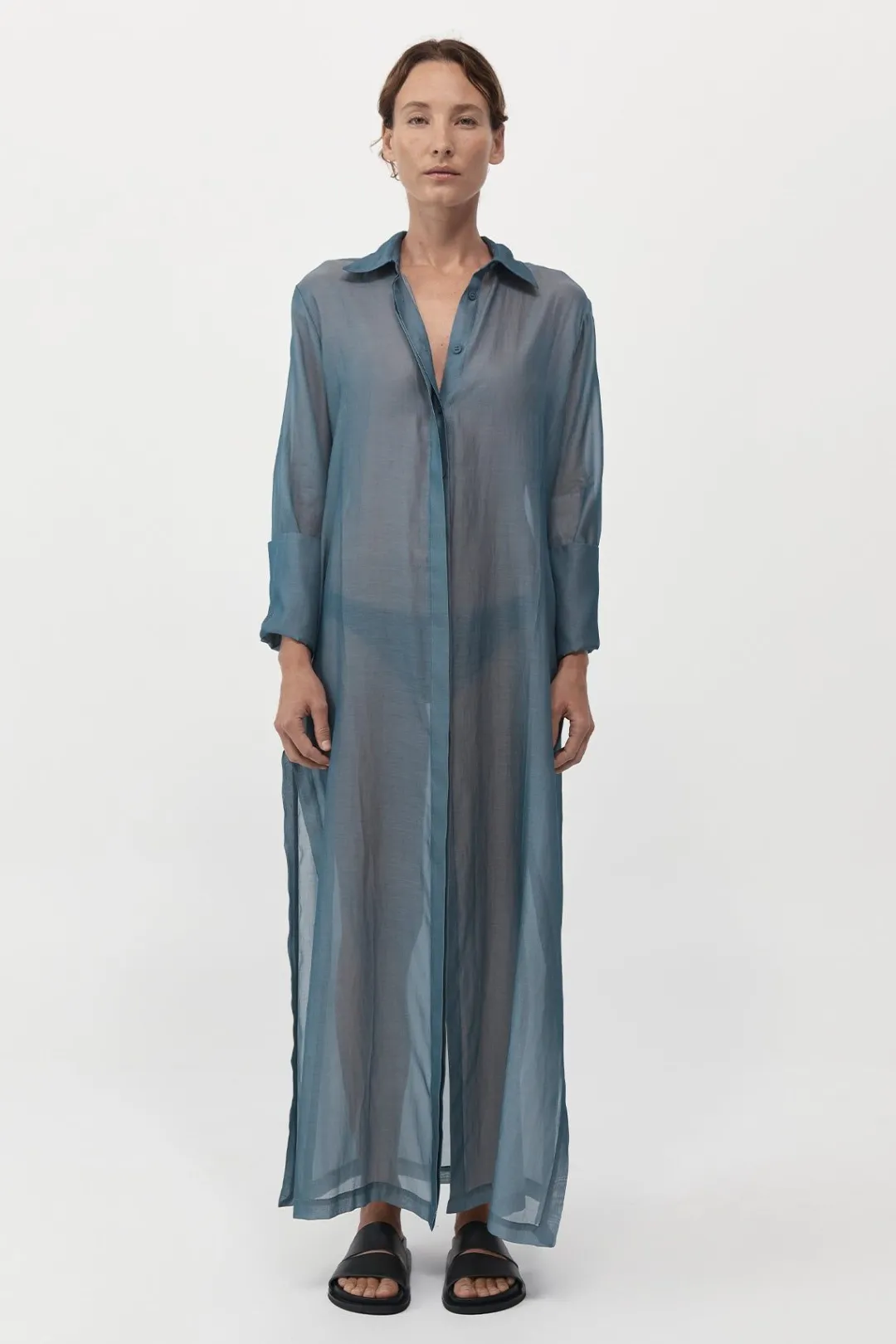 Dresses*St. Agni Sheer Shirt Dress - Slate