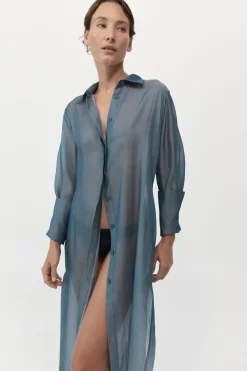 Dresses*St. Agni Sheer Shirt Dress - Slate