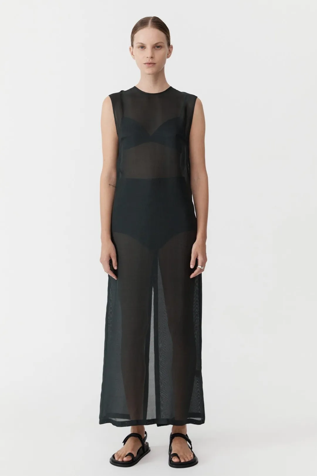 Dresses*St. Agni Sheer Silk Gauze Dress - Soot