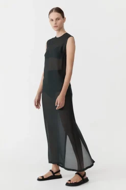 Dresses*St. Agni Sheer Silk Gauze Dress - Soot
