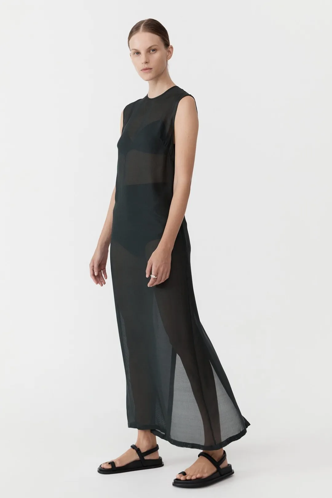 Dresses*St. Agni Sheer Silk Gauze Dress - Soot