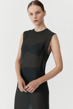 Dresses*St. Agni Sheer Silk Gauze Dress - Soot