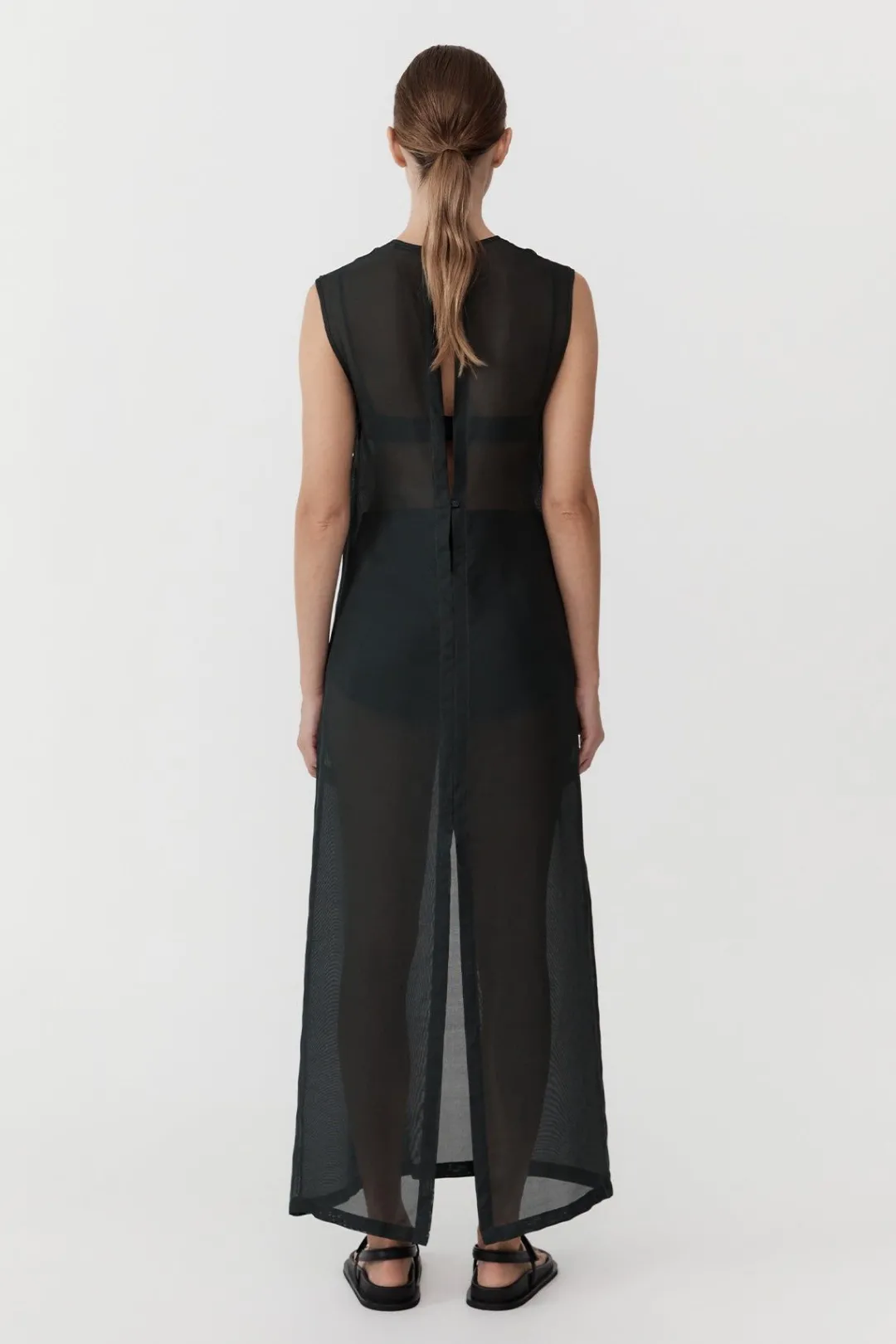 Dresses*St. Agni Sheer Silk Gauze Dress - Soot