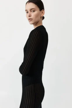 Dresses*St. Agni Sheer Stripe Dress - Black