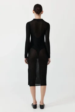 Dresses*St. Agni Sheer Stripe Dress - Black