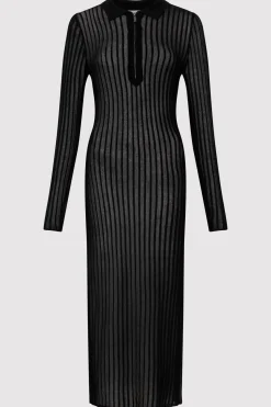 Dresses*St. Agni Sheer Stripe Dress - Black