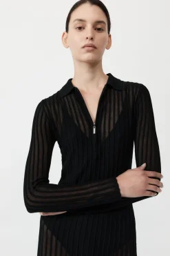 Knitwear*St. Agni Sheer Stripe Dress - Black