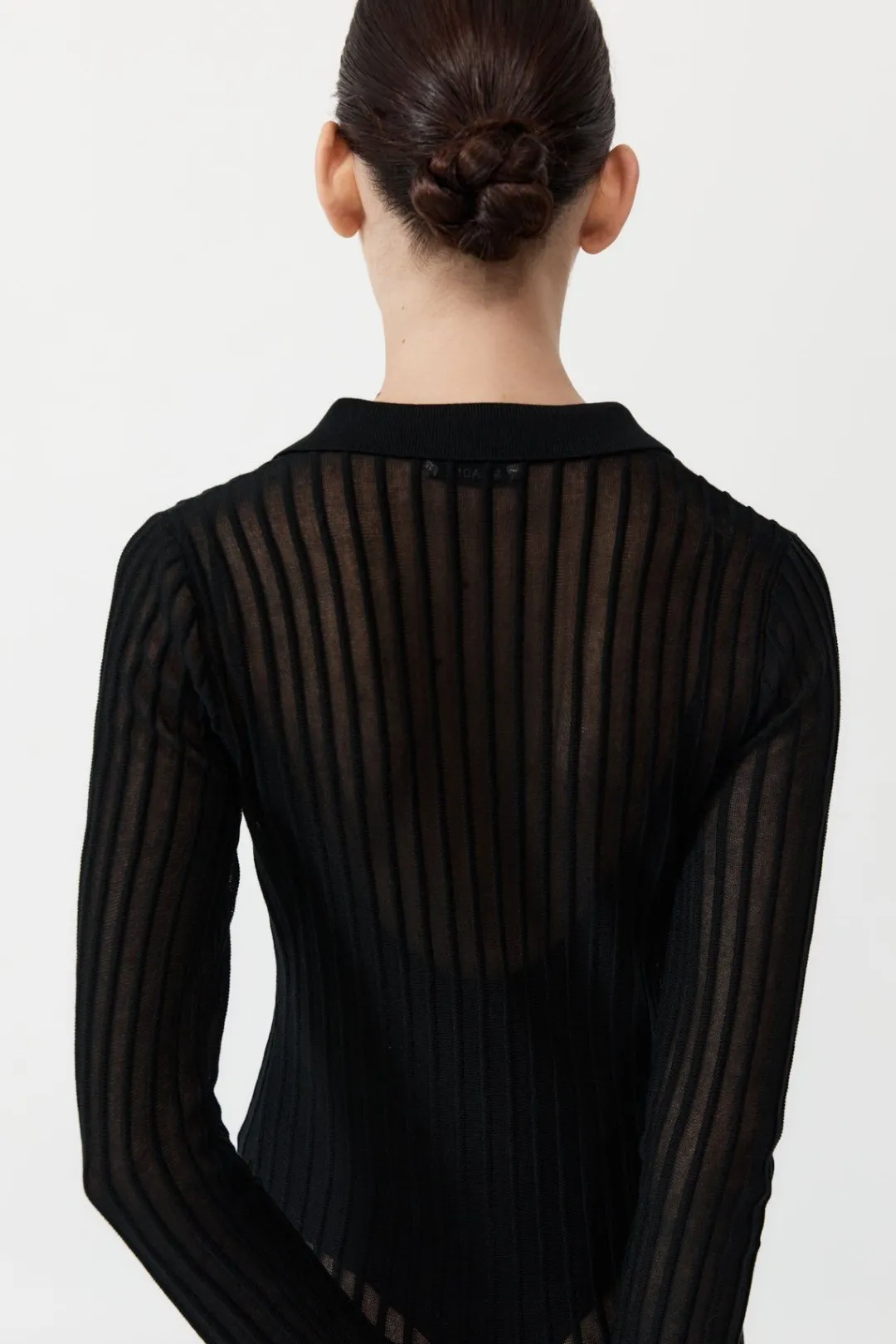 Knitwear*St. Agni Sheer Stripe Dress - Black