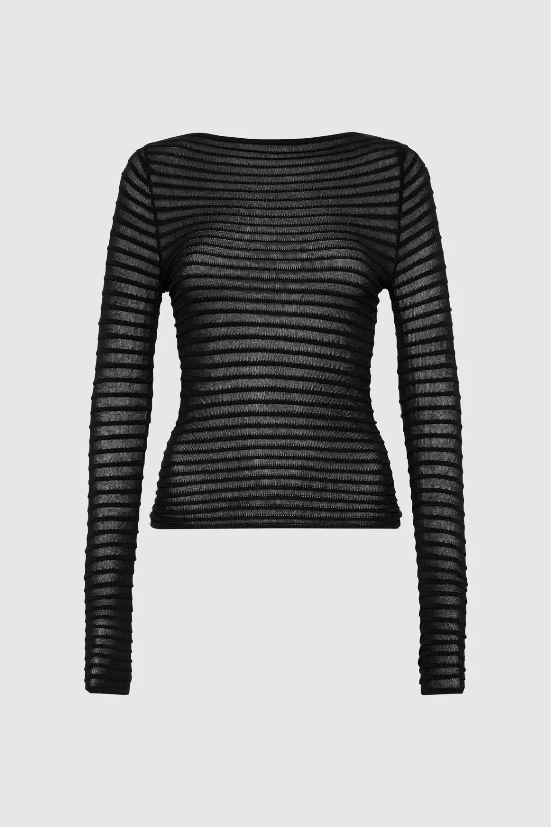 Knitwear*St. Agni Sheer Stripe Top - Black