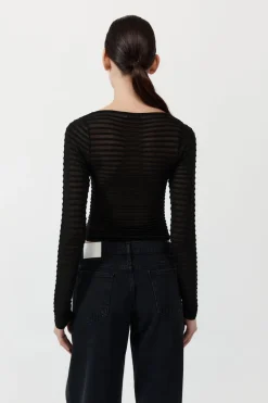 Tops*St. Agni Sheer Stripe Top - Black