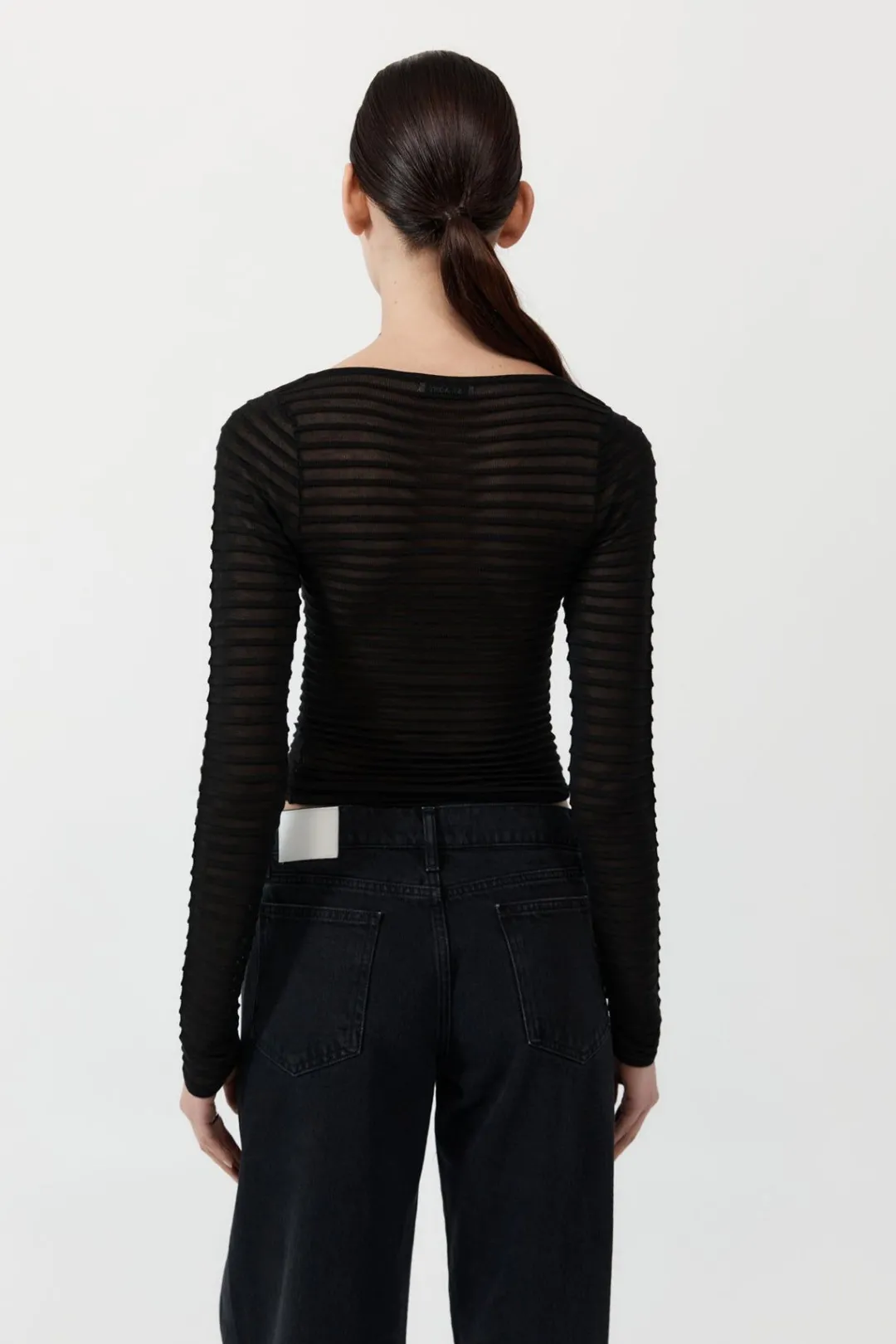 Tops*St. Agni Sheer Stripe Top - Black