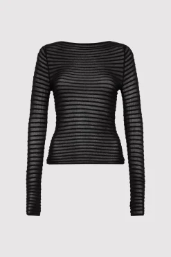 Tops*St. Agni Sheer Stripe Top - Black