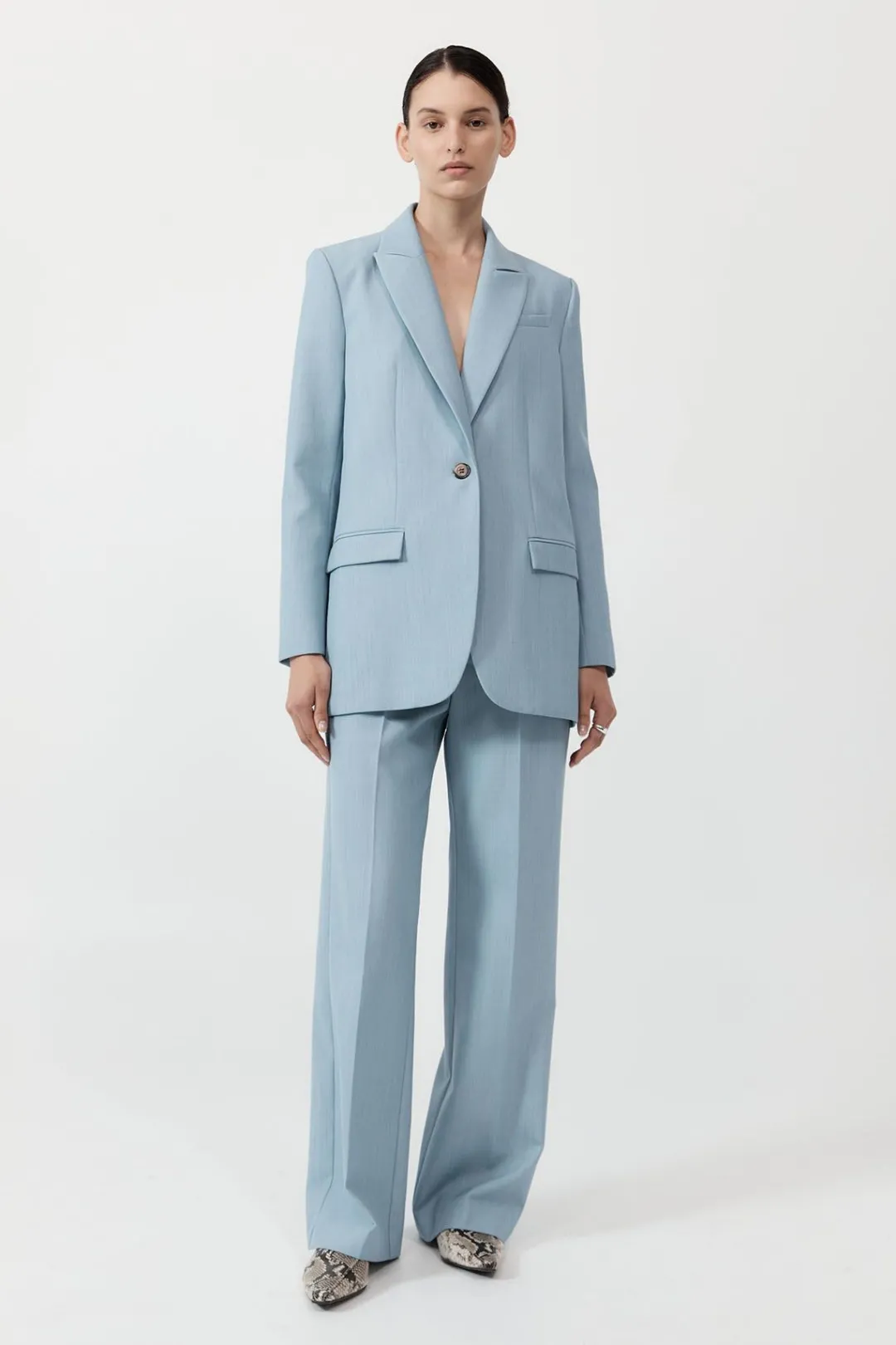 Jackets*St. Agni Single Button Tailored Blazer - Stone Blue