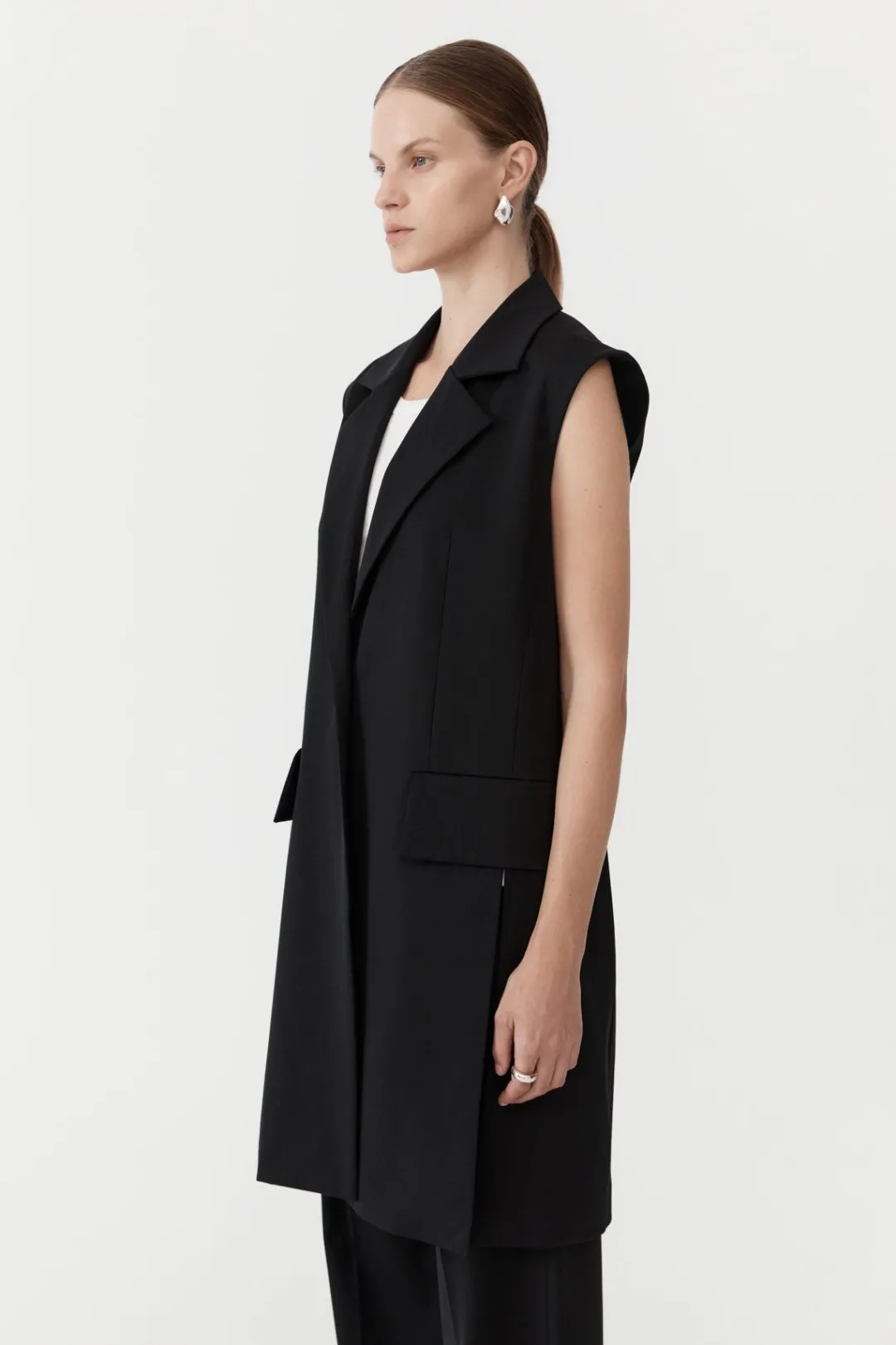 Unisex*St. Agni Sleeveless Tailored Blazer - Black