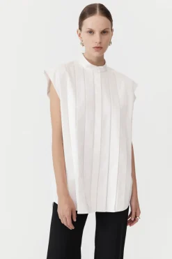 Shirts*St. Agni Sleeveless Tuck Detail Shirt - White