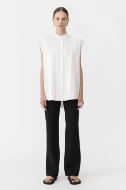 Shirts*St. Agni Sleeveless Tuck Detail Shirt - White