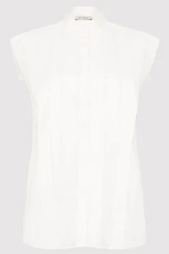 Tops*St. Agni Sleeveless Tuck Detail Shirt - White