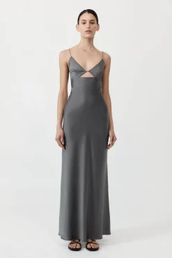 Dresses*St. Agni Soft Silk Bra Bias Slip - Pewter Grey