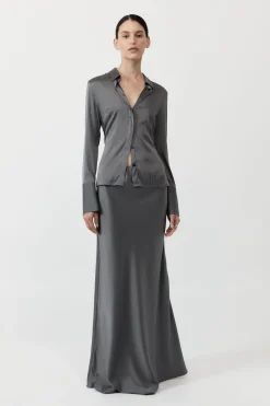 Skirts*St. Agni Soft Silk Maxi Skirt - Pewter Grey