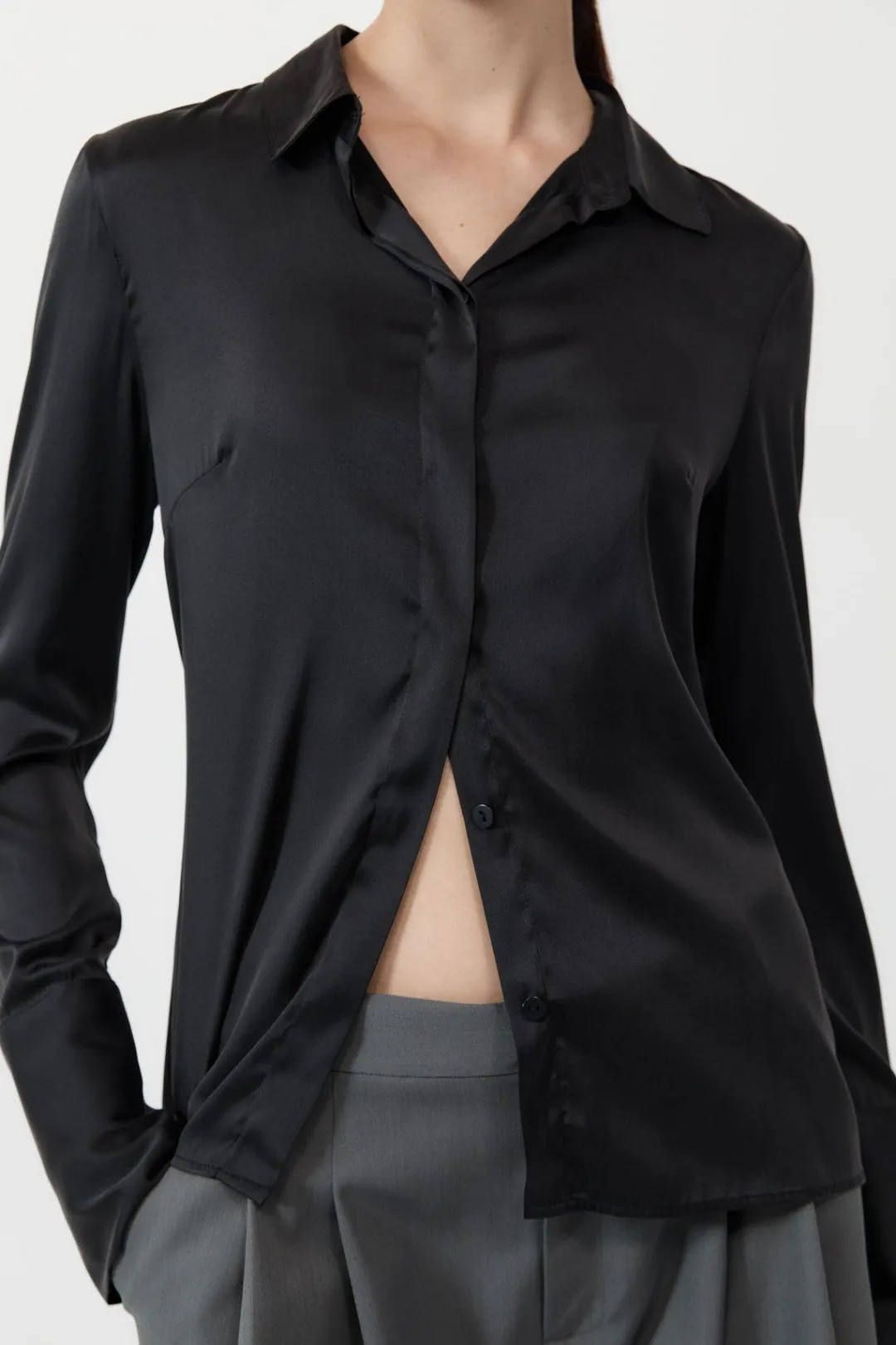 Tops*St. Agni Soft Silk Shirt - Black