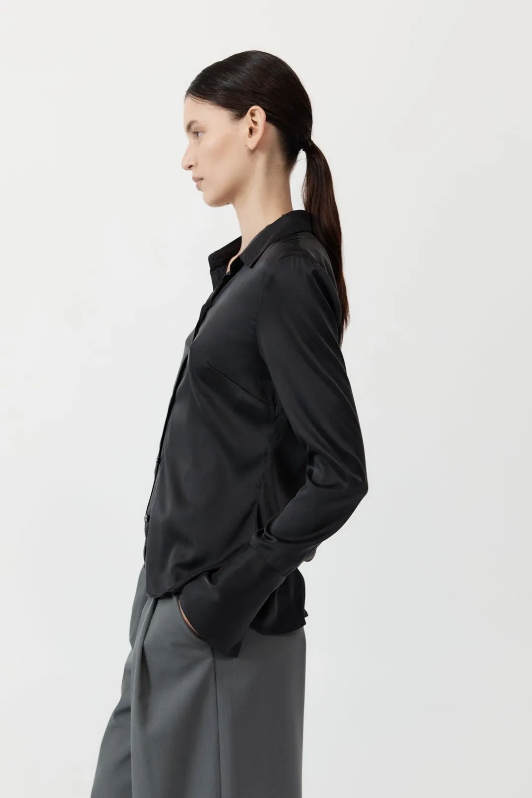 Tops*St. Agni Soft Silk Shirt - Black
