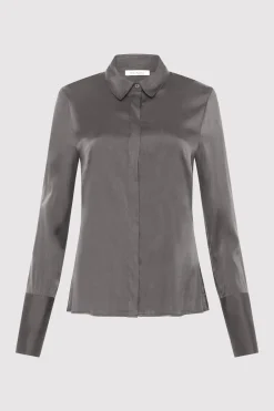 Tops*St. Agni Soft Silk Shirt - Pewter Grey