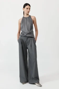 Tops*St. Agni Soft Silk Suspender Top - Pewter Grey