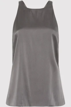 Tops*St. Agni Soft Silk Suspender Top - Pewter Grey
